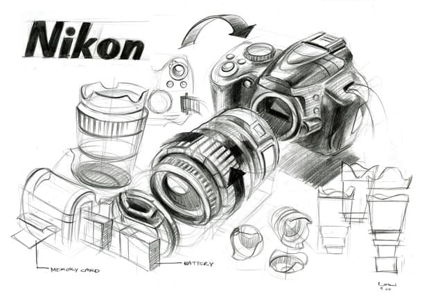 Pencil product rendering studying how a mechanism works