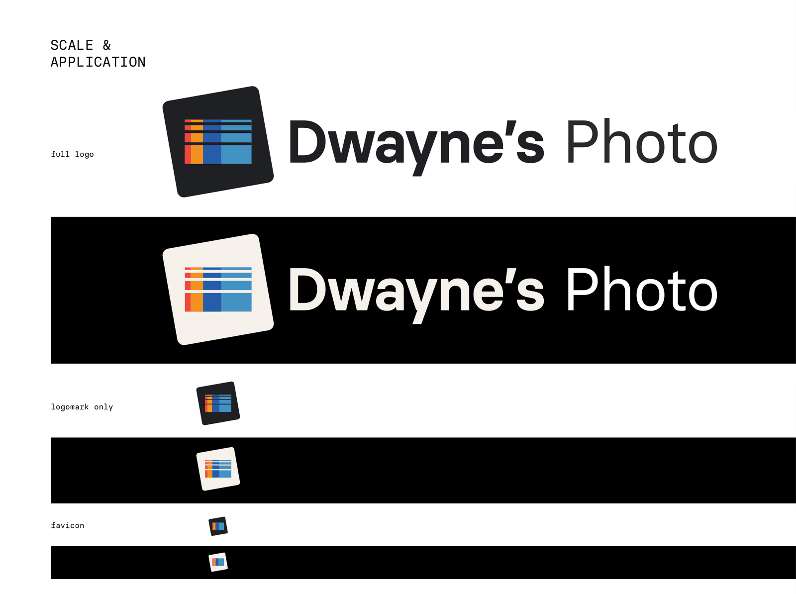 Identity system explorations for Dwayne's Photo