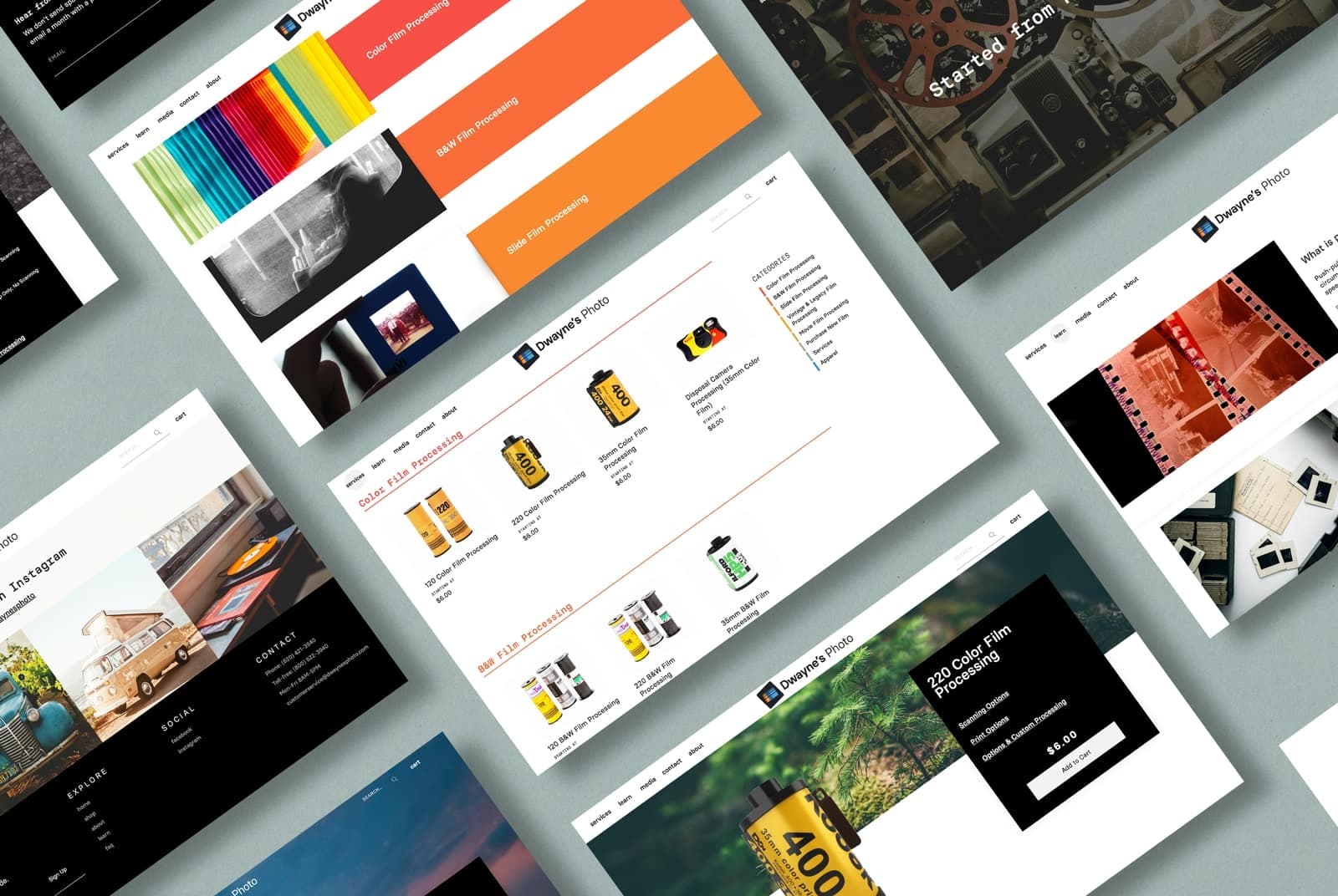 The redesigned Dwayne's Photo e-commerce website